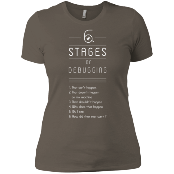 6 Stages of Debugging (ladies) - Programming Tshirt, Hoodie, Longsleeve, Caps, Case - Tee++