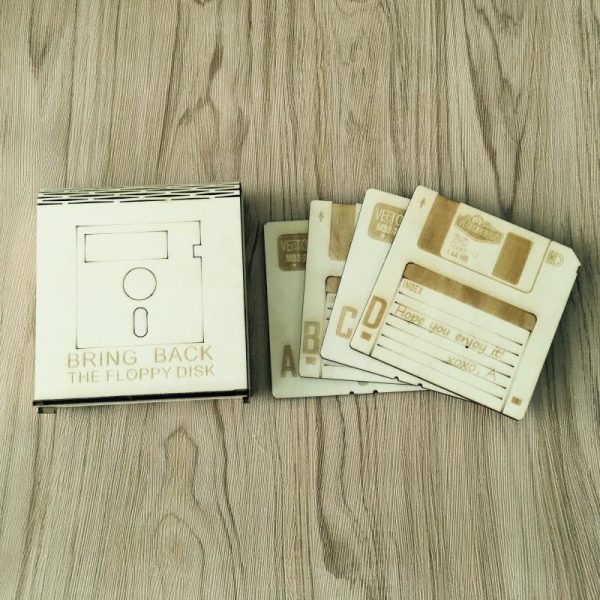 Wooden Floppy Disk Coasters (with box) - Programming Tshirt, Hoodie, Longsleeve, Caps, Case - Tee++